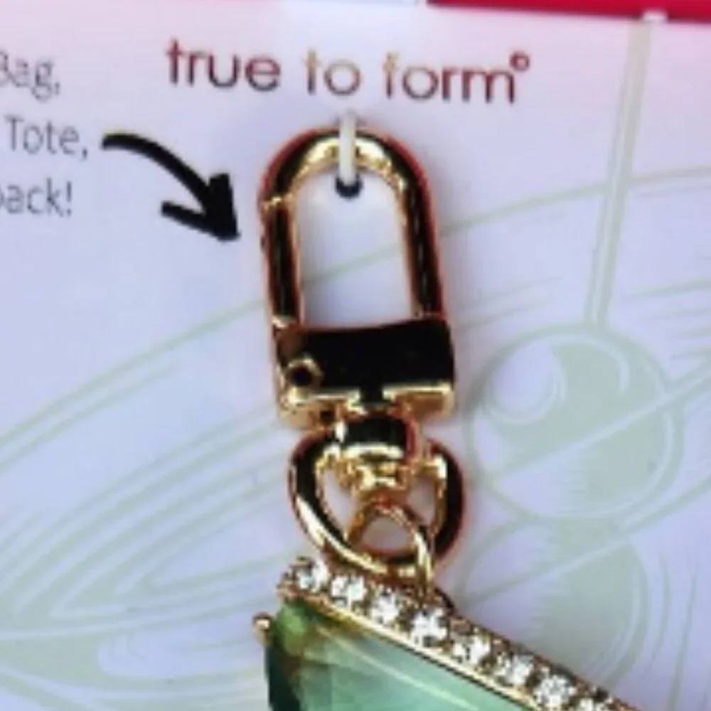 True To Form Rhinestone Glass Martini Keychain Bag Charm w/ Olives